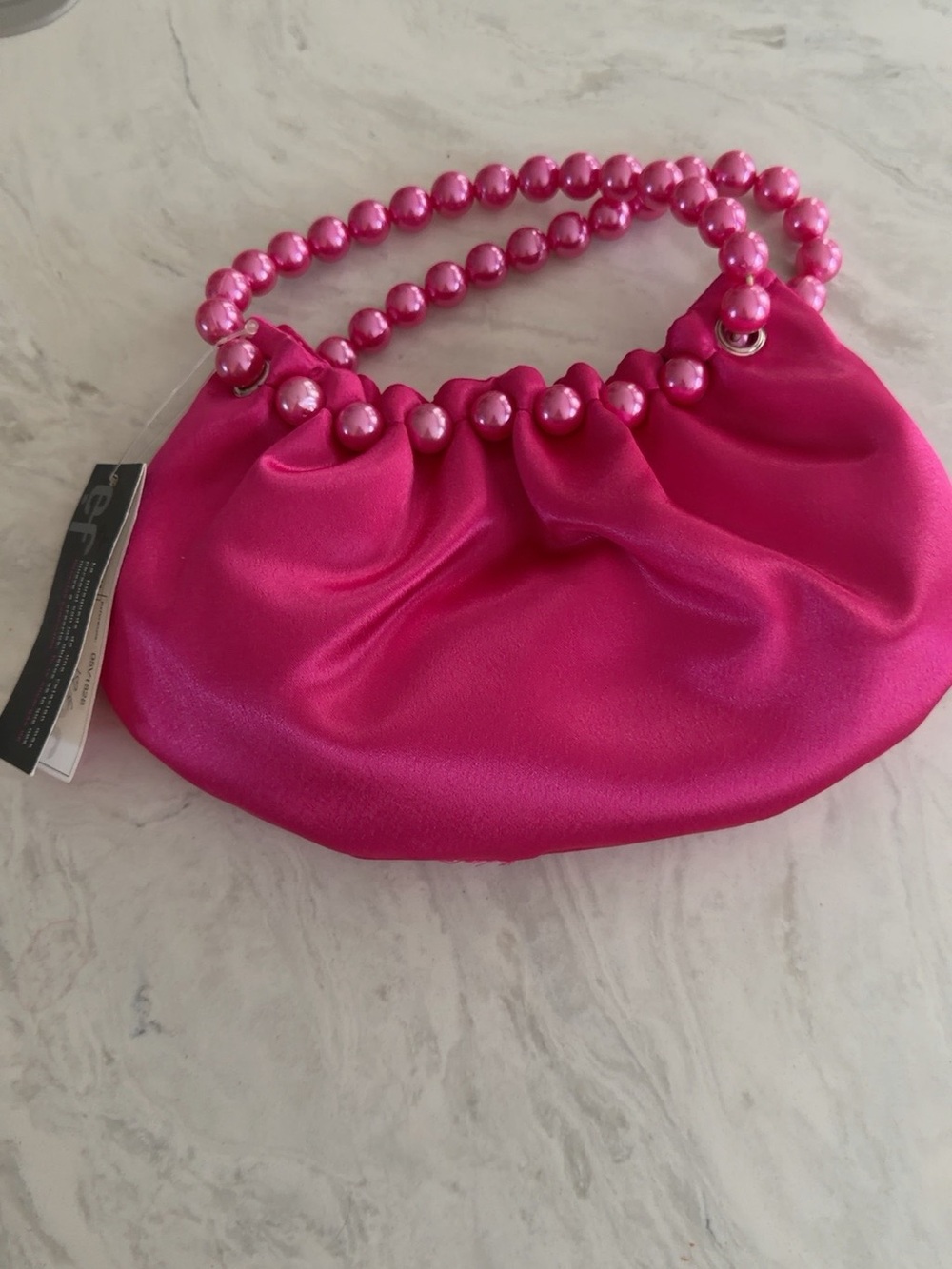 e.ferri Glamour Hot Pink Satin Pearl Handle Y2K Mini Shoulder Bag NWT